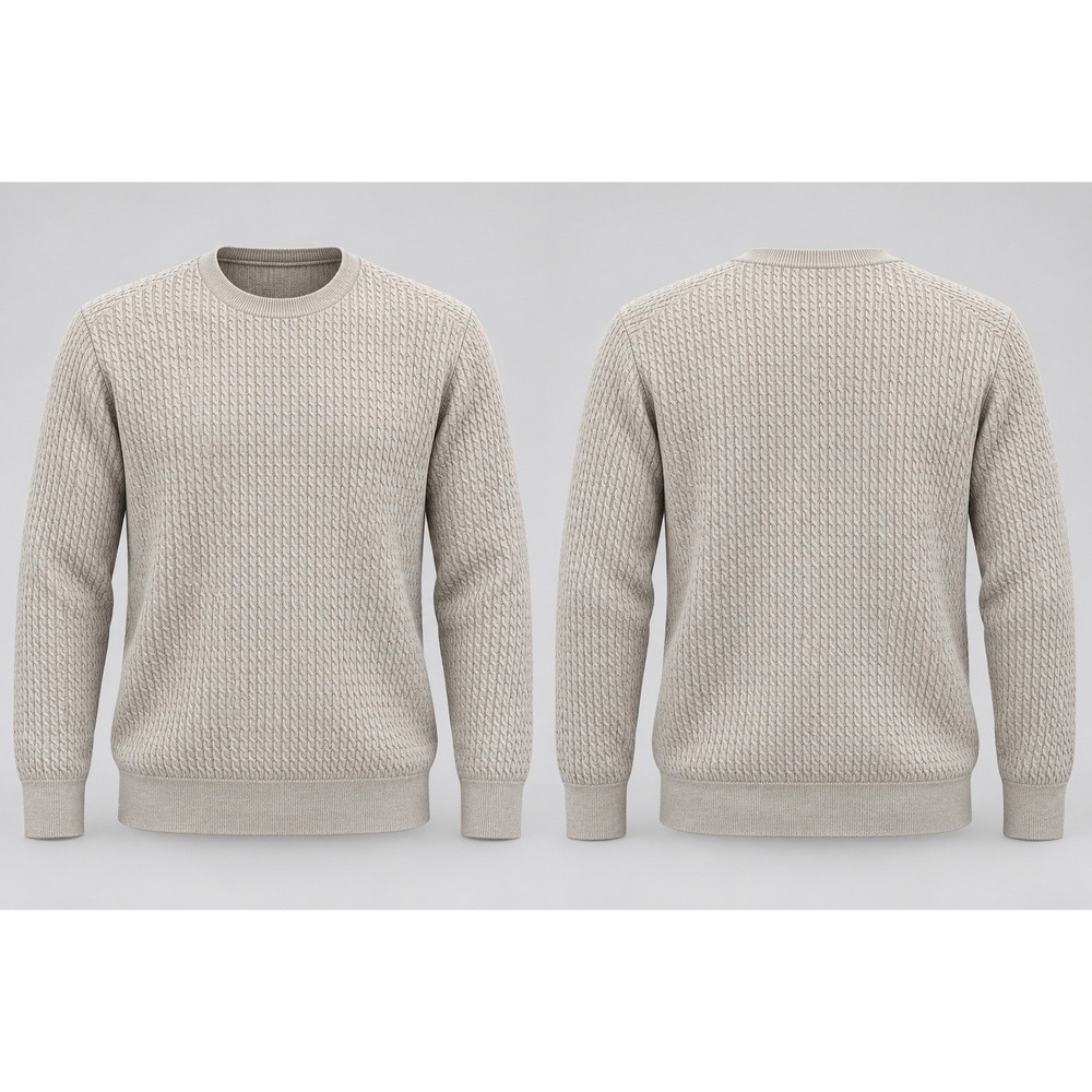 JOSEPH ABBOUD Size XL Mens Tan 100% Merino Wool Crew Neck Winter Sweater